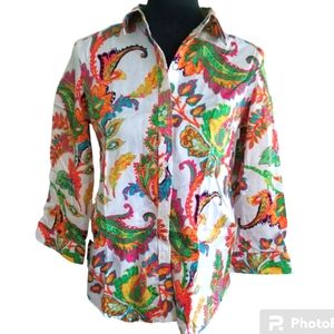 Vintage Lauren Ralph Lauren light cotton button front top sz M